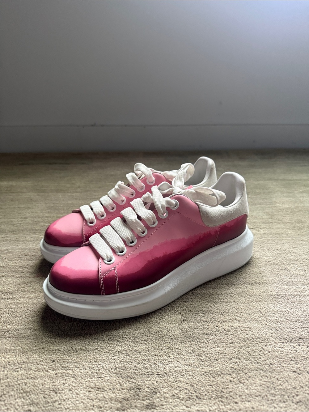 Alexander McQueen platform ombré pink chunky statement sneakers